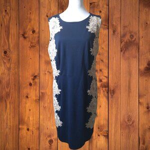 Trixxi  Women's Size 16 Blue Sheath Dress Floral Lace Accents Classic Party